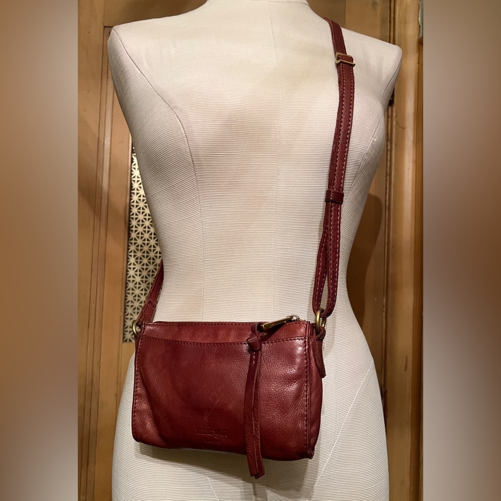 Small brown leather MARGOT crossbody purse